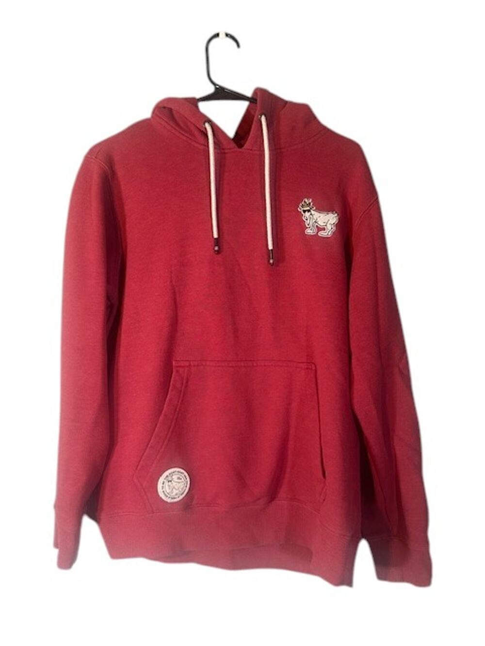 GOAT USA Pink Kangaroo Pocket Logo Hooded Pullover Sweatshirt Women Sz M
